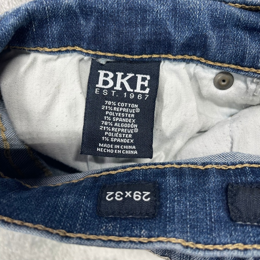 BKE Jake Jeans Mens 29(28)x32(30) Blue Straight Leg Whiskered Denim - Picture 6 of 8